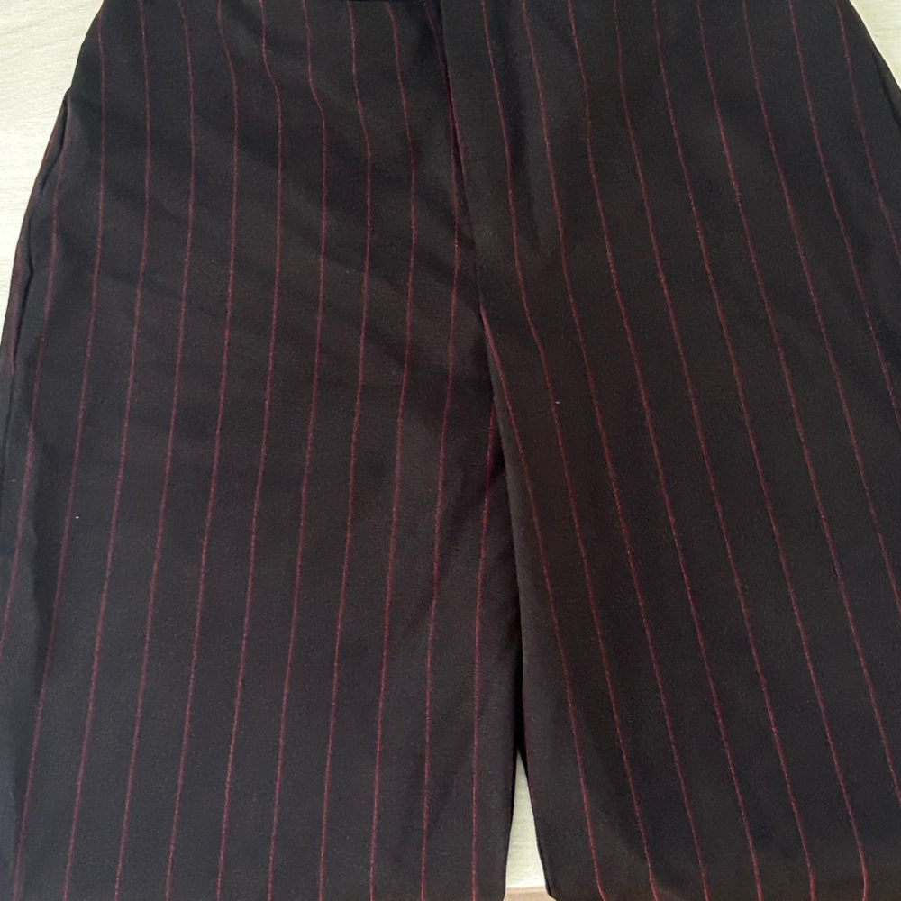 Elegant Black and Red Striped Flare Pants